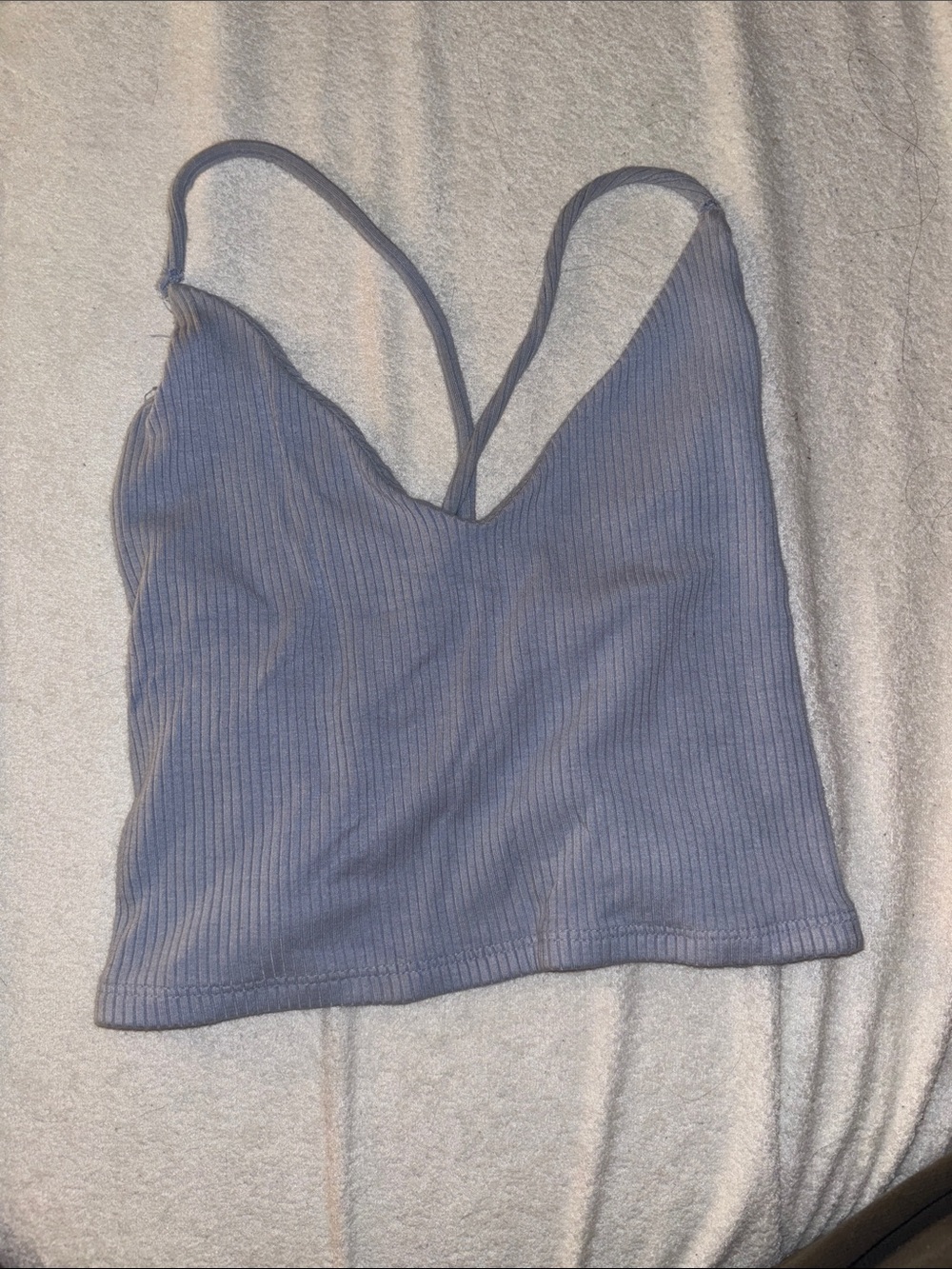 Ribbed V-Neck Cami Tank Top - Powder Blue